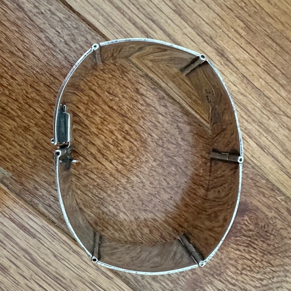 Rare Vintage Silver Mexico Abalone Shell Six Panel Link Bracelet - Picture 2 of 8